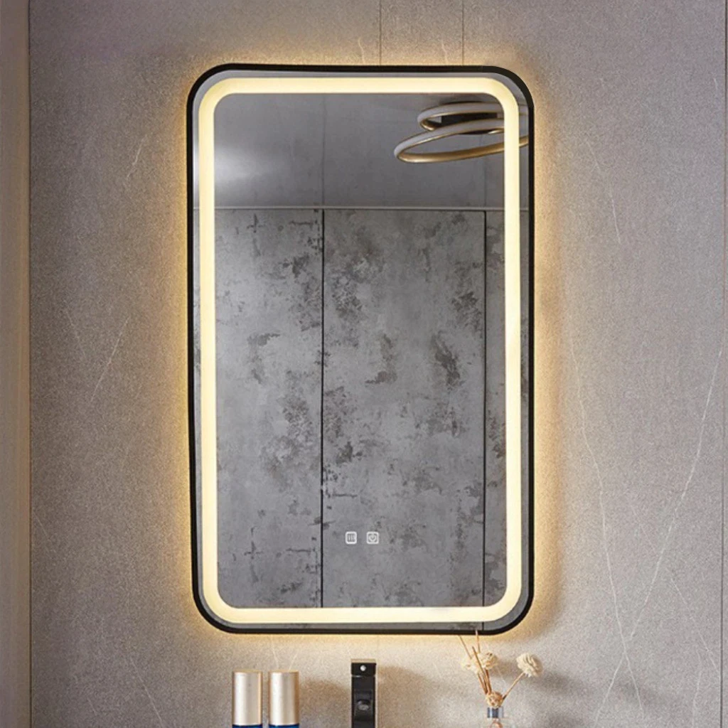 Smart LED Backlit Bathroom Mirror Anti-Fog Touch Sensor Wall Mounted Dimmable 3 Color Waterproof Hollywood Vanity Makeup Mirror