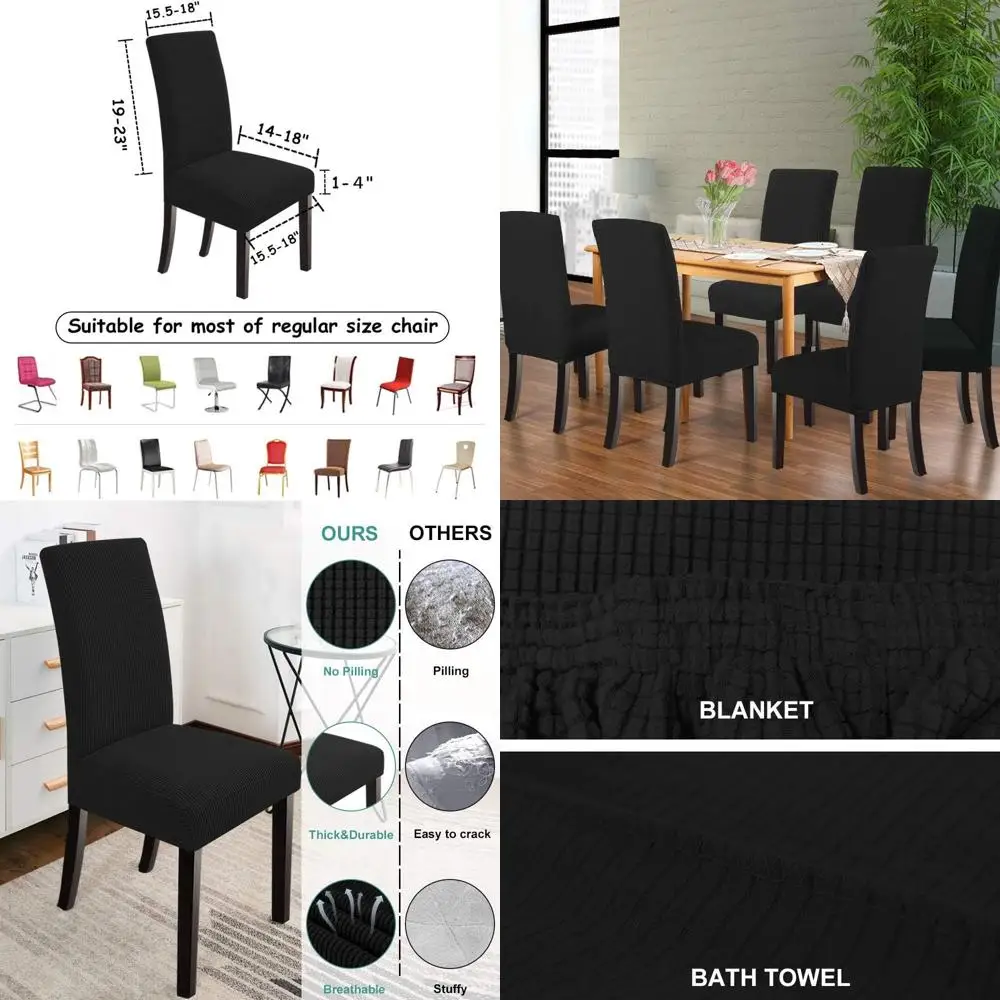 

Элегантные эластичные чехлы для обеденных стульев, набор из 8 штук, черные, для стульев Parsons