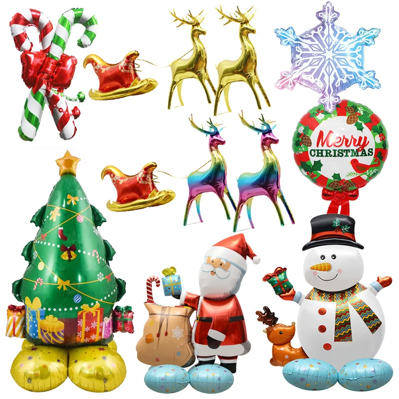 Christmas Foil Standing Balloons Xmas Tree Santa Snowman Balloon Christmas DIY Home New Year Decoration Supplies 2023Navidad