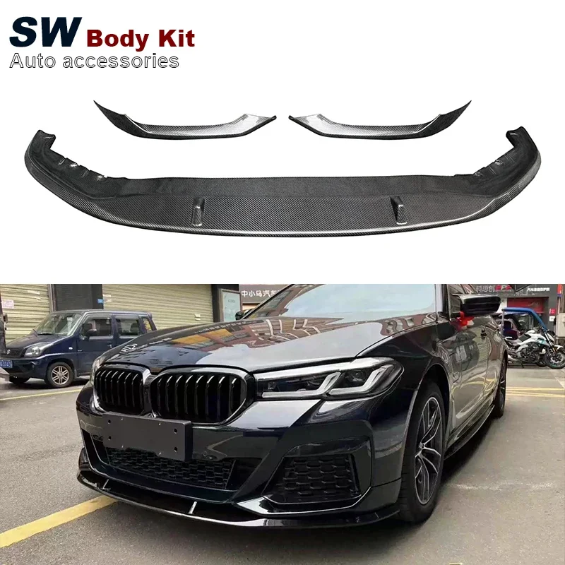 

Передняя губа из углеродного волокна в стиле MP для BMW 5 серии G30 G38 Lci 2021-2022, обновленная накладка на передний бампер, разделитель губ, диффузор, накладка