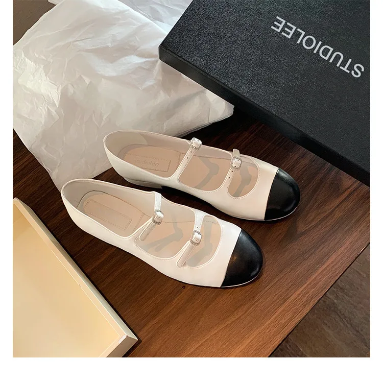 Dave&Di  Fasion French Elegant  Leather Flat Loafers Ladies Round Toe Shoes Retro Women Mary Jane Shoes Women Slip-On Loafers