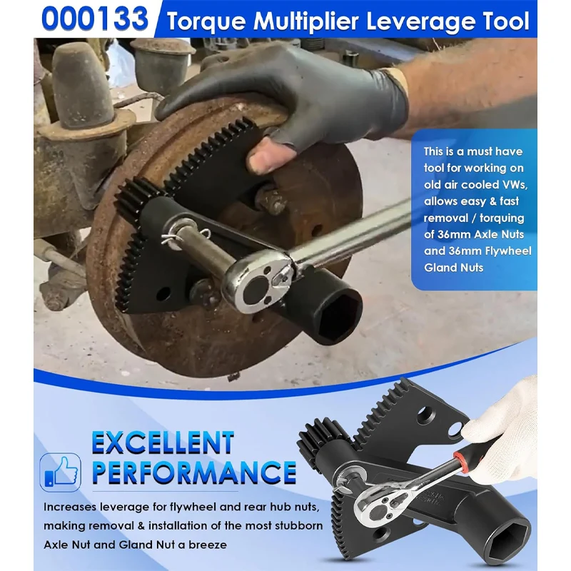 000133 Torque Multiplier Leverage Tool for Classic Vw Bug/Volkswagen Beetle, Remove Install 36mm Axle Nut and Flywheel Gland Nut