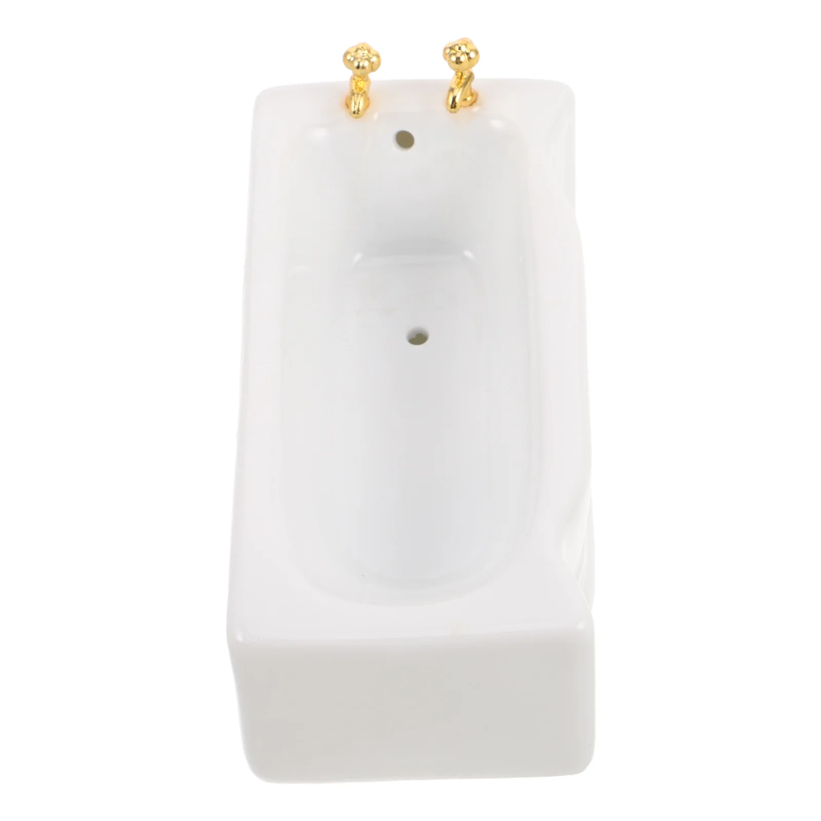 

Decorative Bathtub Figurine Accessories for Bathroom House Dollhouse Home Ceramic White Square