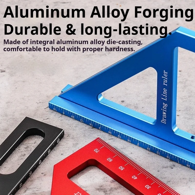 Portable Aluminum Alloy Woodworking Square High Precision  90°/45° Triangle Ruler Layout Carpentry Construction Measuring Tool