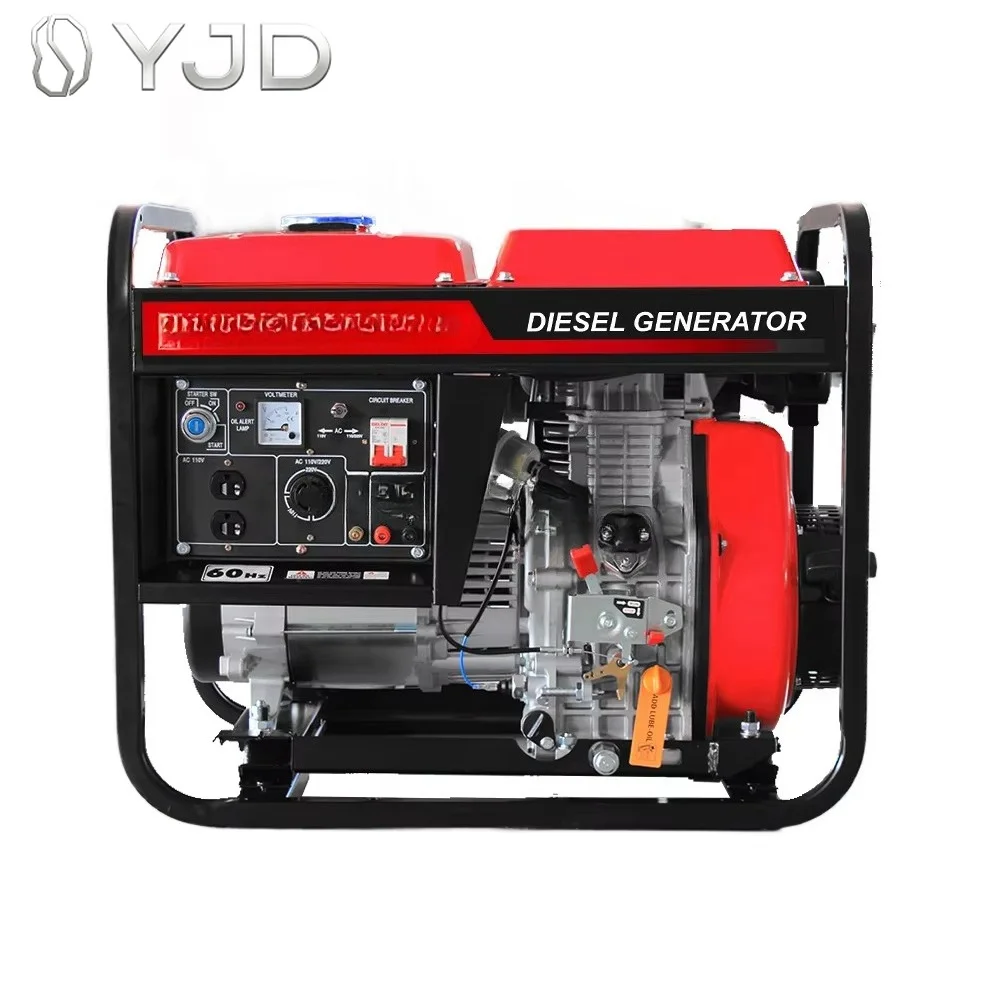 Emergency Electric  6kw 6.5kw  220v 1 Phase   Home Generator air Cooled Mobile  Household Low Noise Diesel Generator Set Back up