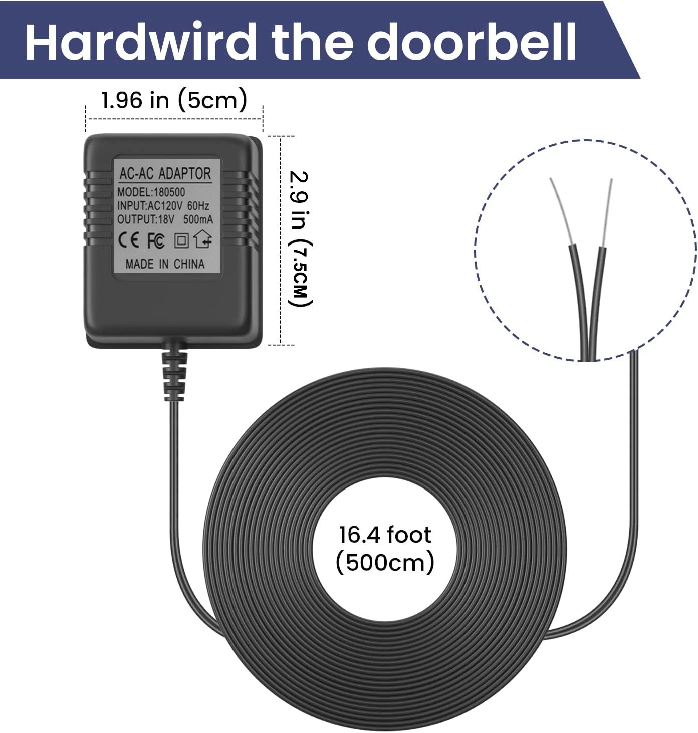 Adaptateur secteur pour sonnette vidéo intelligente, prise US, UK, EU, chargeur pour Wi-Fi, sonnette de porte, caméra, anneau d\'interphone, 18V AC,