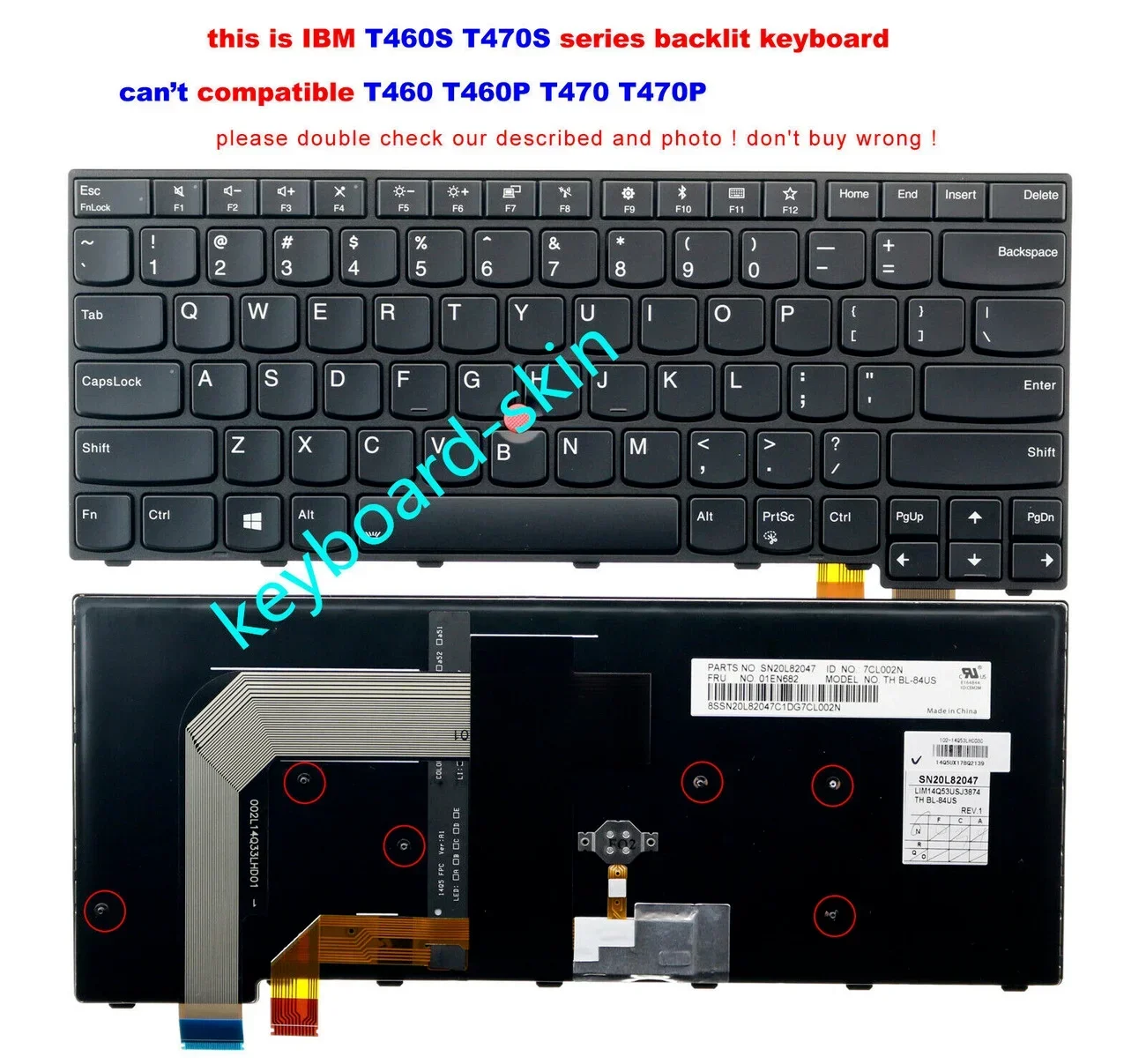 New US backlit Keyboard For Lenovo IBM ThinkPad T460s T470s laptop --(can't compatible T460 T470 T460P T470P) laptop