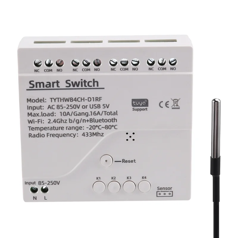 

CABE-Tuya Wi-Fi умный переключатель датчик температуры монитор AC 85-250 В беспроводной умный переключатель для Alexa Google Home