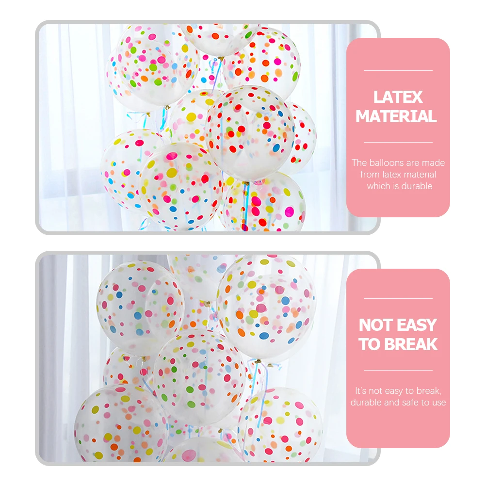 

50pcs Transparent Dot Balloons Premium Latex Party Wedding Birthday Decorations Colorful Balloon Set for Holiday Events Bulk