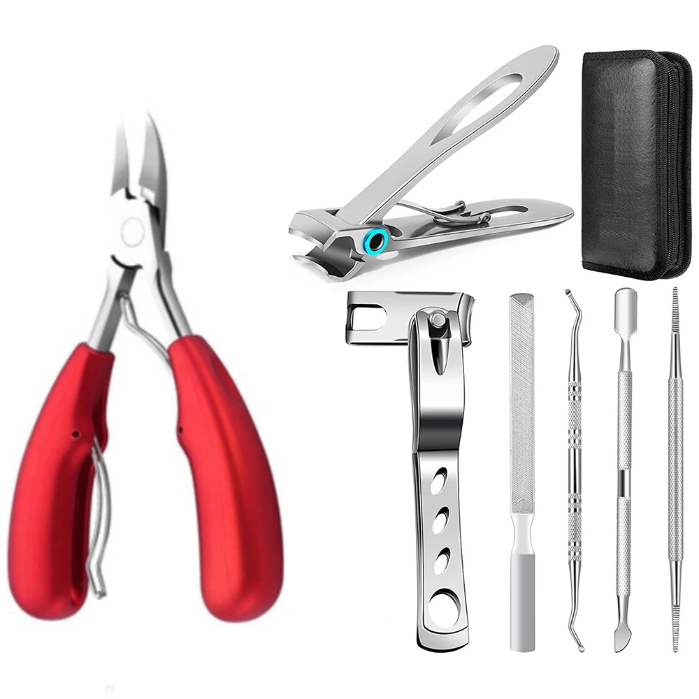 7Pcs Nail Trimming Tool Set for Thick Nails Heavy-Duty Nail Clippers for Adult Elderly Big Toenails Nail Scissors Nail Files Nai