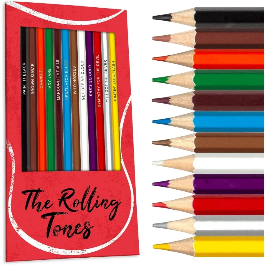 

The Rolling Tones Colored Pencil Set 12 Set Rolling StonesInspired Pencils with FoilStamped Band References Ideal for Pencils M