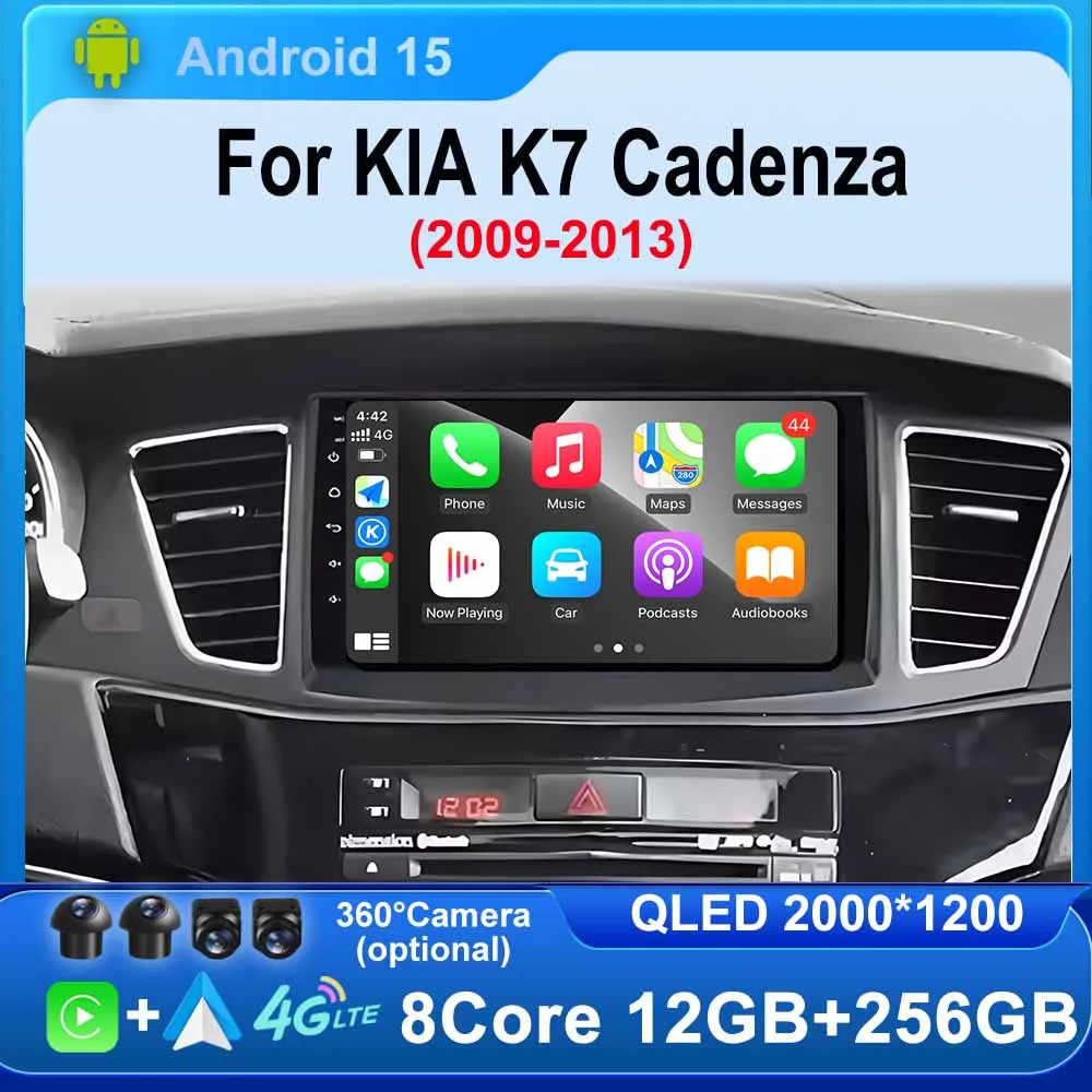 

Car Radio Stereo Multimedia Player GPS Navigation BT for KIA K7 Cadenza 2009 - 2013 Android Auto Wirekess Carplay BT Head Unit