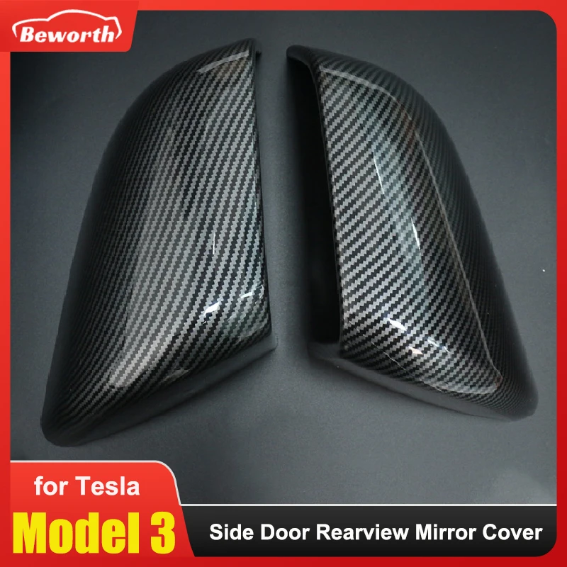 

For Tesla Model 3 Highland 2025 Rear View Mirror Cover Carbon Fiber ABS Decorative Shell Exterior Accessories Side Door Rearview
