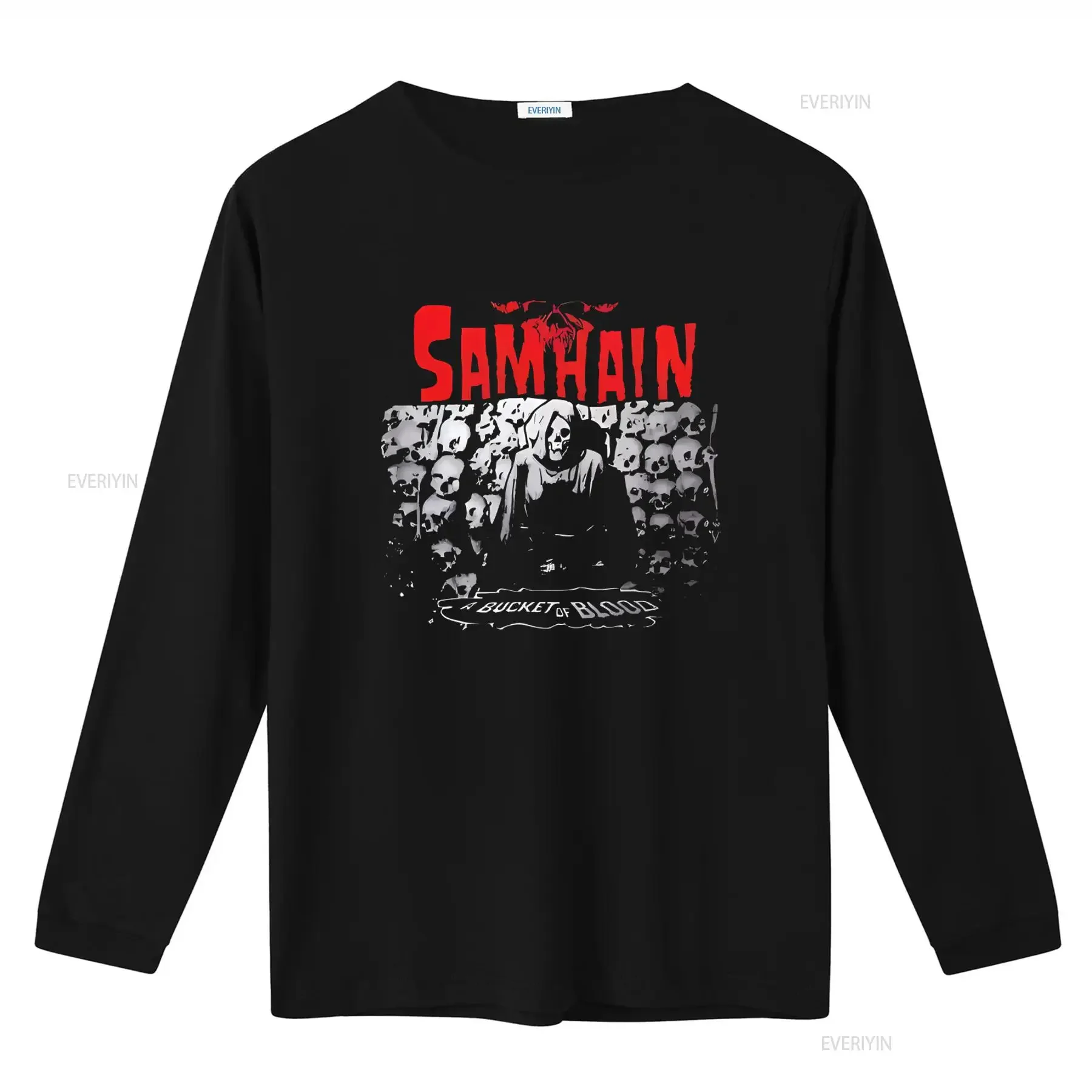 Samhain A Bucket Of Blood Skull Print Black T Shirt  S 3XL vintage Washed graphic Soft Stylish streetwear Slightly