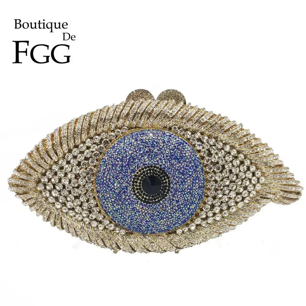 Boutique De FGG  (in stock) Evil Eye Women Crystal Clutch Evening Purses and Handbags Wedding Party Minaudiere Bridal Bag