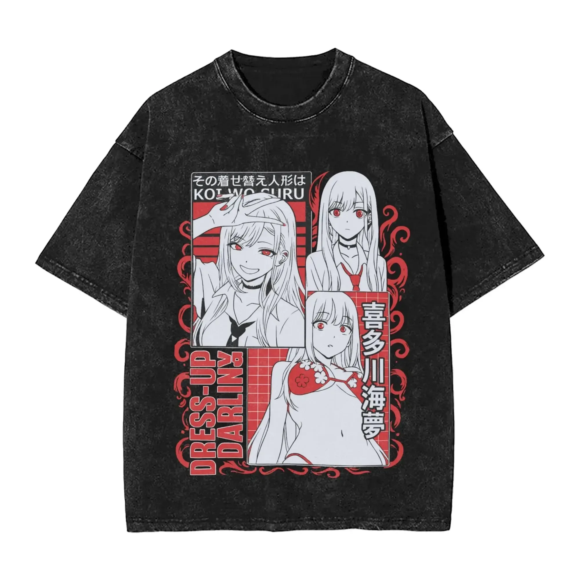 Camiseta Vintage My Dress-Up Darling Kitagawa Marin para Homens e Mulheres, Moda Gótica de Verão em Algodão Y2K, Top de Manga Curta