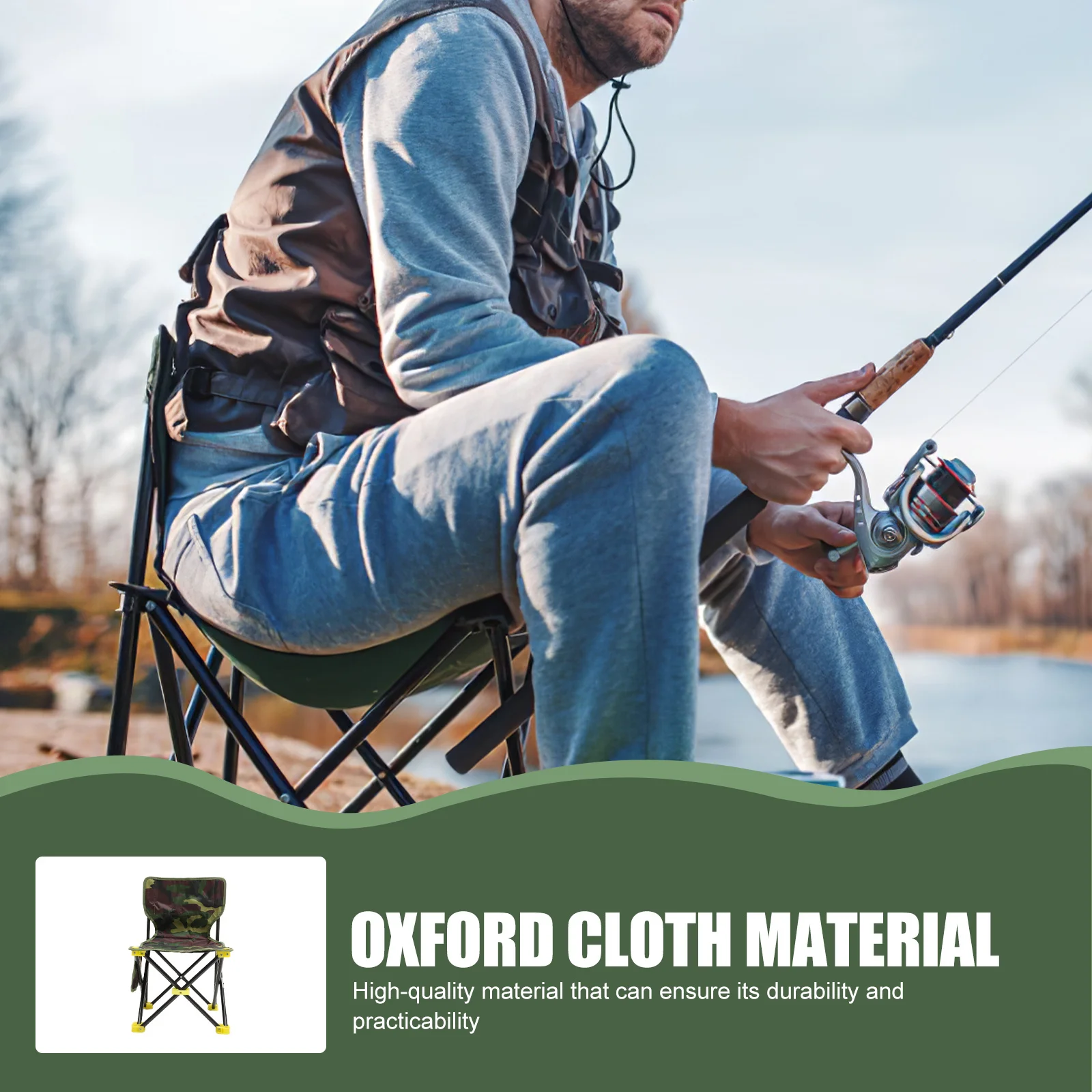 

Foldable Fishing Chair Lightweight Portable Folding Chairs Beach Camping Barbecue Durable Oxford Cloth High Stool Seat