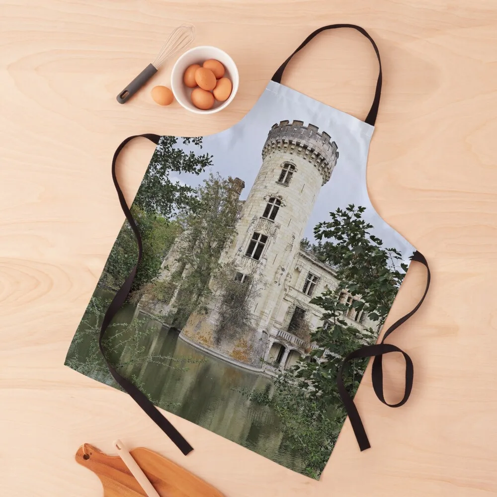 

r2417/ Enfin le Chateau de la Belle au bois dormant Finally the Castle of Sleeping Beauty Chateau de la Mothe Chandeniers Apron
