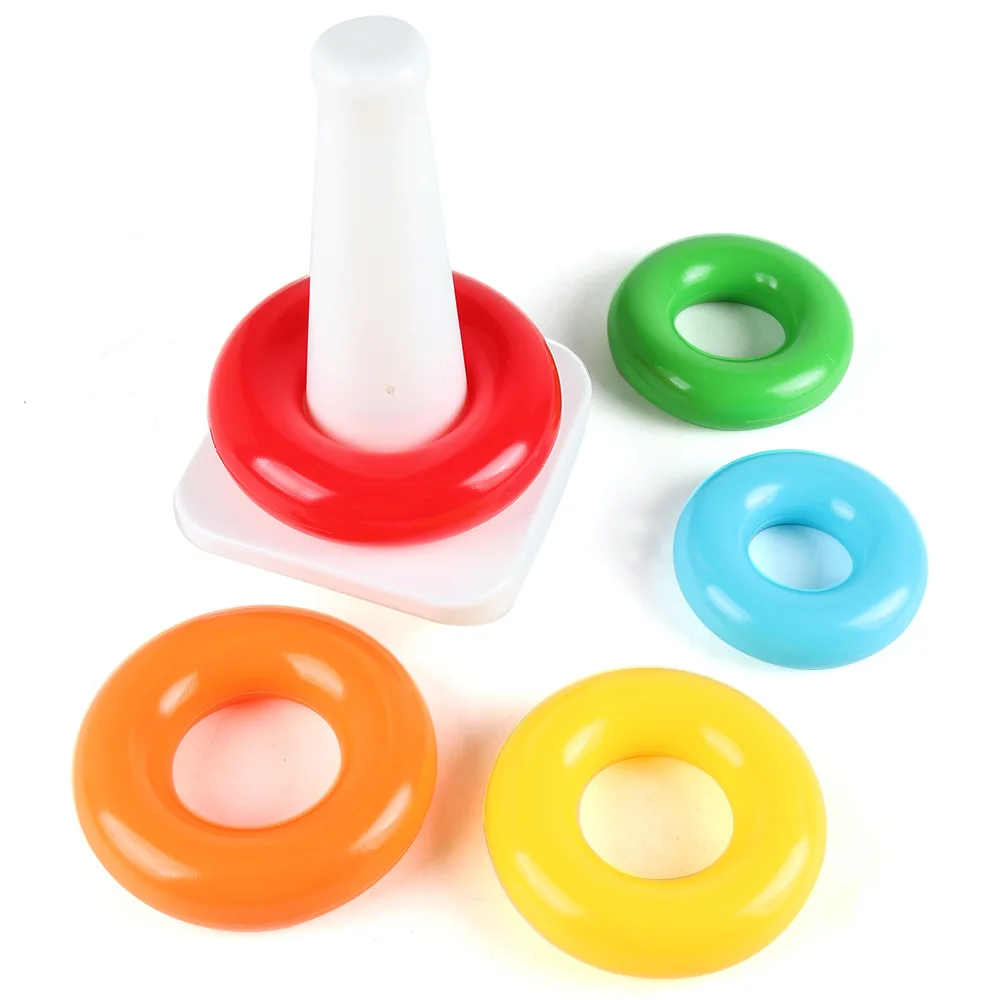 Rainbow Rotating Music Stacking Music Colorful Stacking Circle 1-3 Year Old Baby Stacking Tower Puzzle Early Education Toy