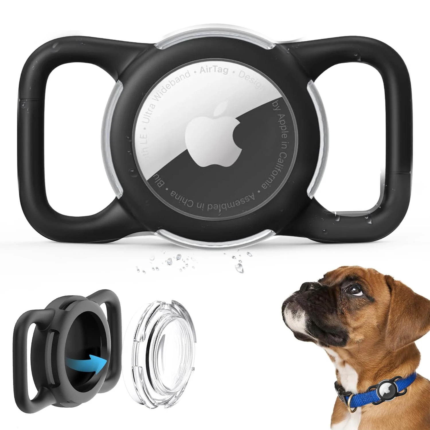 

2 упаковки Airtag, держатель для ошейника для собак, водонепроницаемый силиконовый чехол для Apple AirTags, прочный и легкий чехол для Air Tag для ошейника для домашних животных и кошек