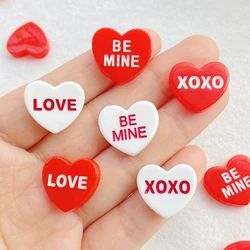 20 PCS Resin Heart Decoration Set Flat Back Mini Statues for DIY Valentine's Day Scrapbooking DIY Accessories Crafts Decoration