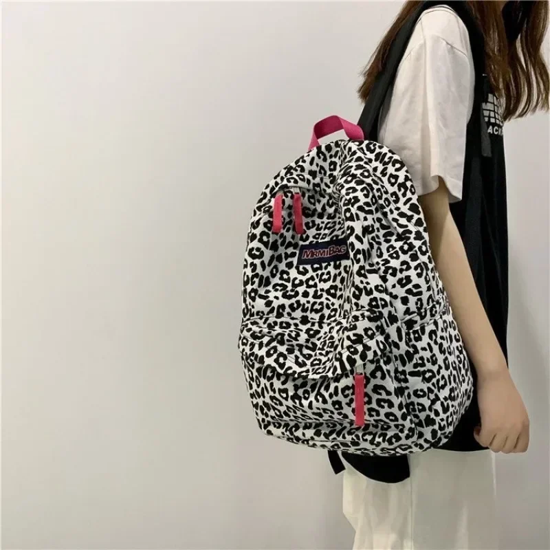 Frauen Leinwand Zebra Kuh Muster Druck Rucksack adrette Stil Damen große Taschen für Frauen