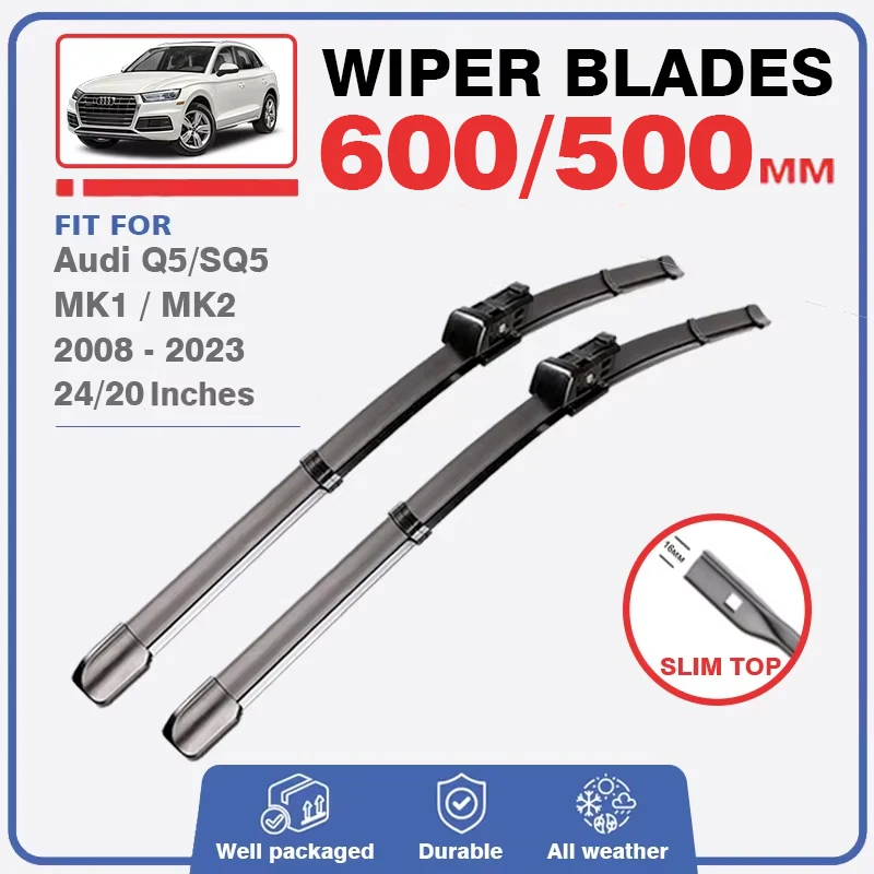 Front Rear Wiper Blades For Audi Q5 SQ5 MK1 MK2 S Line 2008 - 2023 8R 80A Windshield Windscreen Accessories 2010 2018 2019 2009