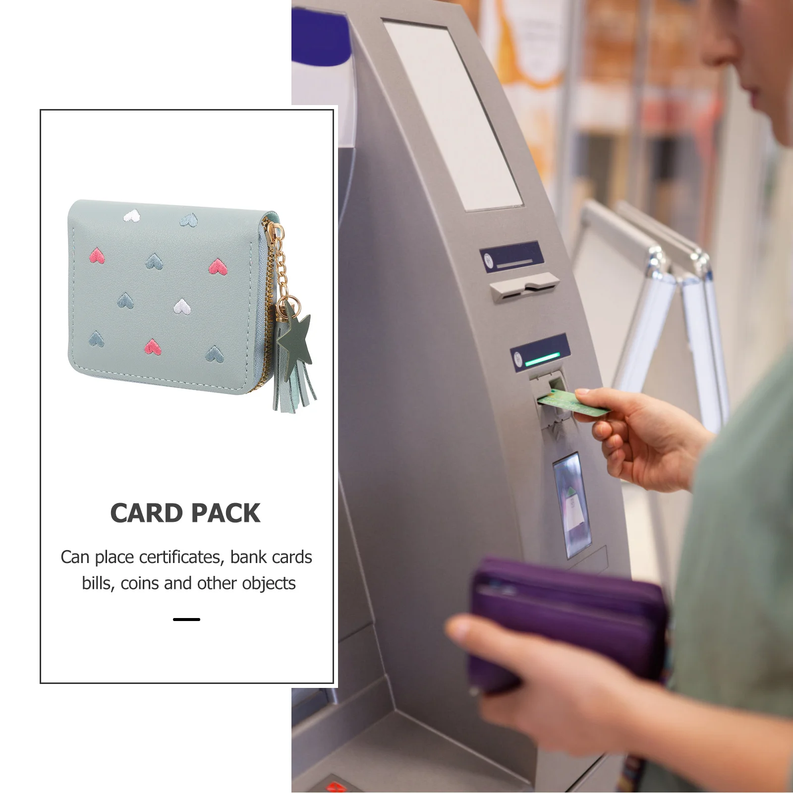 محفظة نقود معدنية من البولي يوريثان للنساء، محفظة صغيرة الحجم مع تصميم سحاب خفيف الوزن، حقيبة تغيير محمولة متعددة الوظائف #1