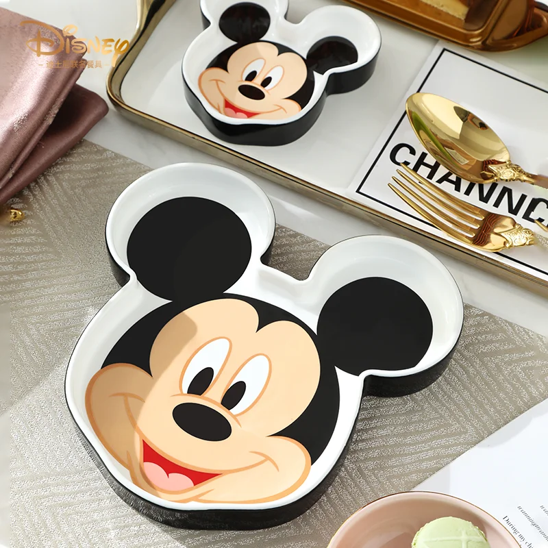 Disney Mickey Minnie children's baby dinner plate tableware cartoon creative ceramic home breakfast cute steak plate tableware