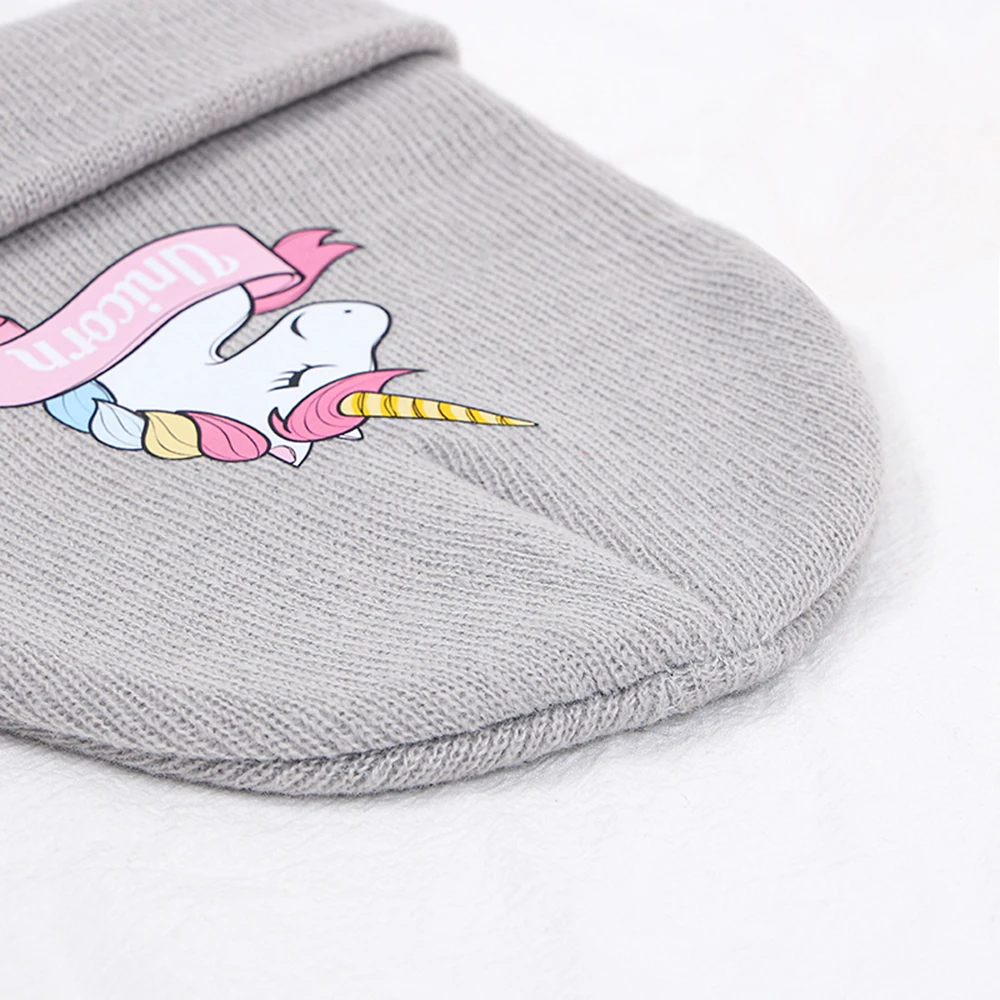 Children\'s Unicorn Caps Baby Hat Korean Baby Boys Girls Beanies Cap Winter Warm Knitted Toddler Kids Hats Bonnet 2-10 Years