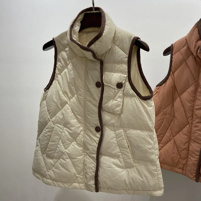 Women Sleeveless Down Waistcoat Coat 2023 Autumn Winter Thick White Duck Down Vest Warm Quilted Parkas Female Short Tank Jacket