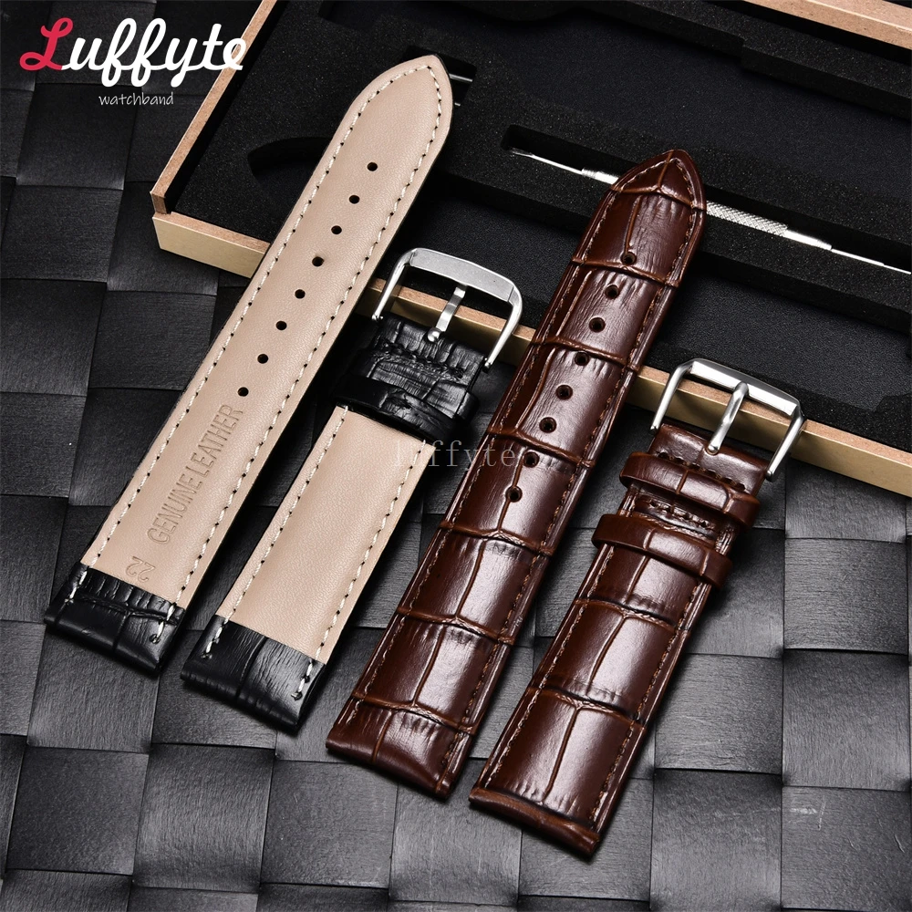 Bamboo Grain Cowhide Leather Watch Strap 18mm 20mm 22mm 24mm High-End Gift Box Packaging Business Replacement Watchbands