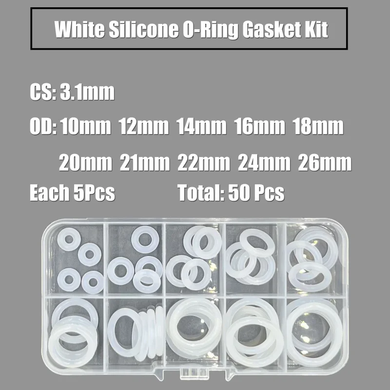 White Silicon Ring Silicone VMQ Thickness CS 1.5/2/2.4/3.1 Nontoxic Heat-Resistant Insulated Waterproof Washer Food Grade O Ring