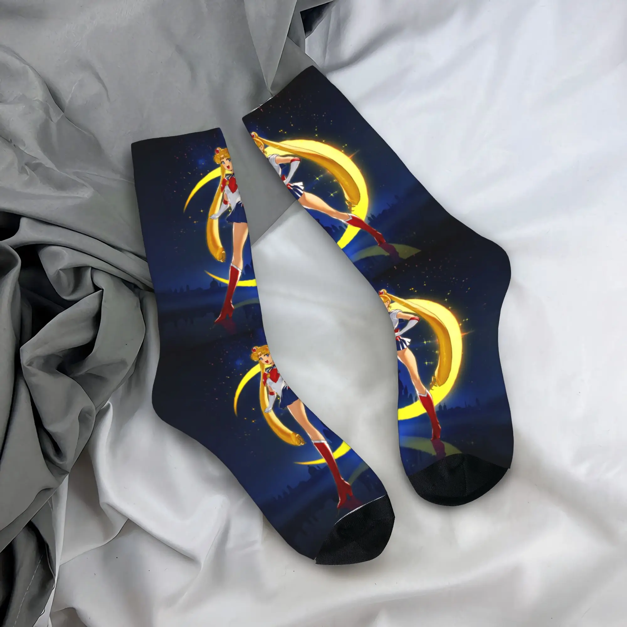 

Custom Kawaii Japanese Shojo Manga Sailor Socks Women Men Warm 3D Printed Anime Moon Girl Football Sports Socks