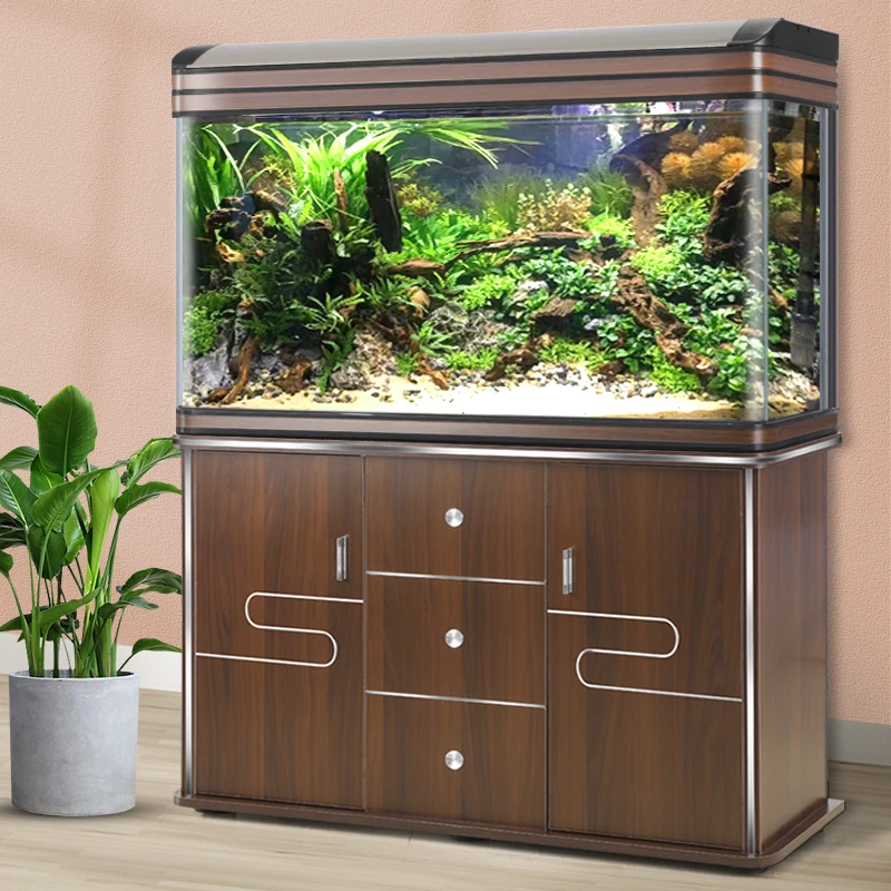 Desktop fish tank Small and medium-sized one-meter large hot-bending glass Goldfish tank with landscaping aquarium