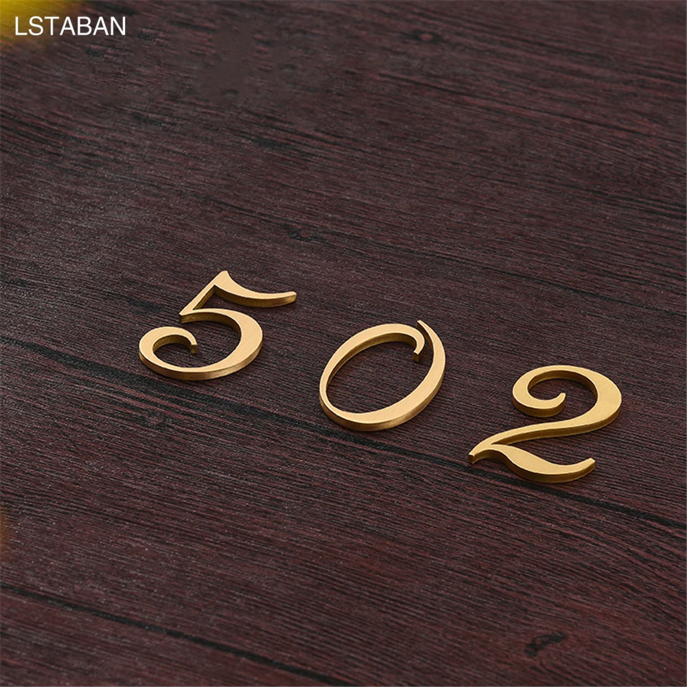 Brass Digital Stickers House Number Room Signboard Cement Inlay Flower Home Accessories Wall Decoration House Number Digital