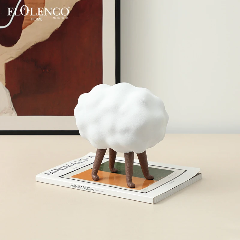 Modern minimalist abstract animal curly sheep cute ornament for showroom, homestay, living room, desktop, and home decoration