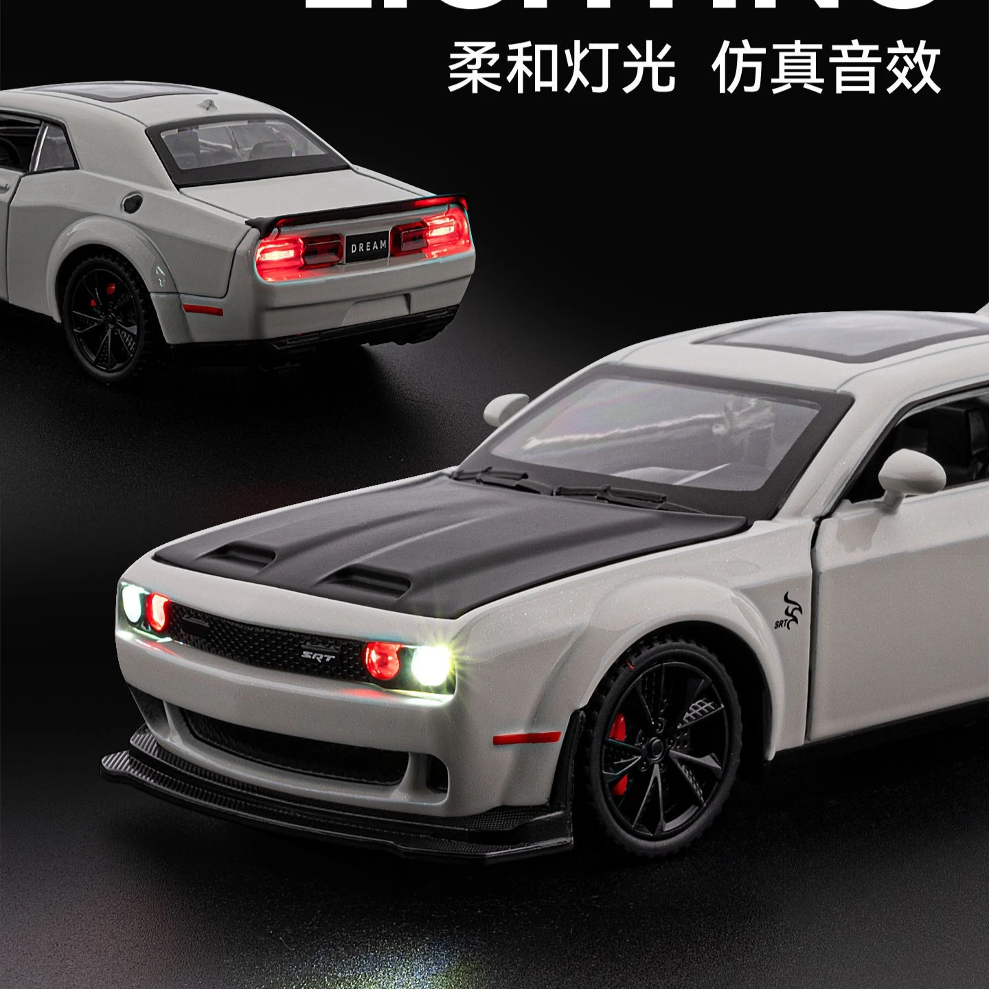 1:32 Challenger Hellcat Simulation Alloy Sports Car Model Pull Back Luxury Car Children's Toy Gift Ornaments