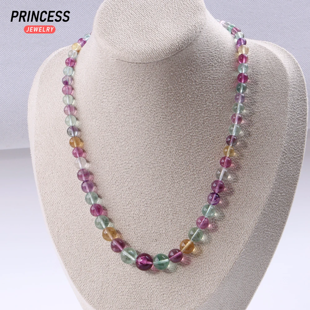 

A++ Natural Candy Fluorite Gradient Size Necklace for Jewelry Making Bracelet DIY Hanmade