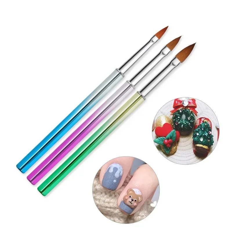 Cross Border Nail Enhancement Electroplating Carving Pen, 3 Color Painting Flower Pens, Crystal Nail Extension Glue, Suitable Br