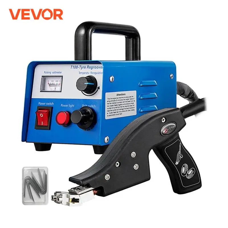 VEVOR HSD-T100 Tire Groover Machine 400W Grooving Tool With 20 Tire Blades Including U / V-type for Race Car Truck Motorcycle