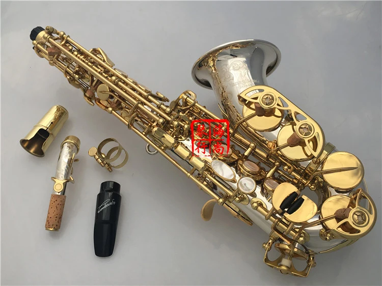 Japan sc9937 Original 1 :1 key type curved soprano saxophone B-key white copper Professional saxo soprano saxofone SC-9937