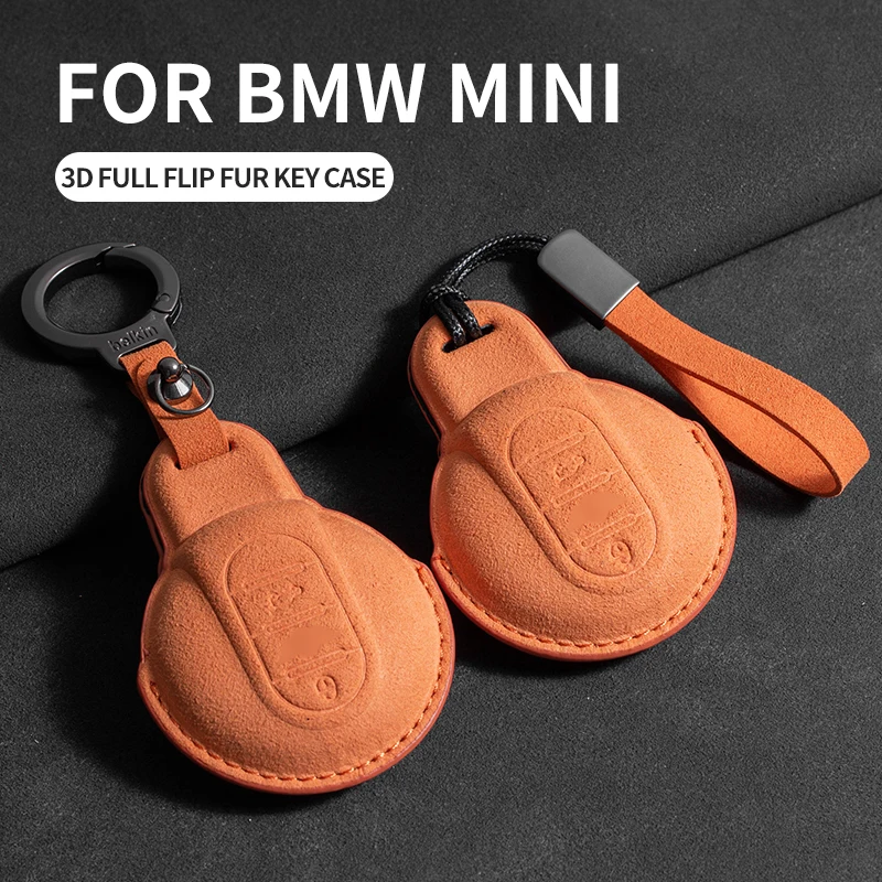 

Suede Car Key Case For BMW Mini COOPERS COUNTRYMAN ONE JCW CLUBMAN F56 F55 F54 F57 F60 Roadster Car Keychain Accessories