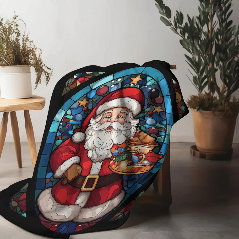 

Рождественское одеяло Tuniu с мультяшным принтом Санта-Клауса для украшения дивана-кровати, комнаты, подарок