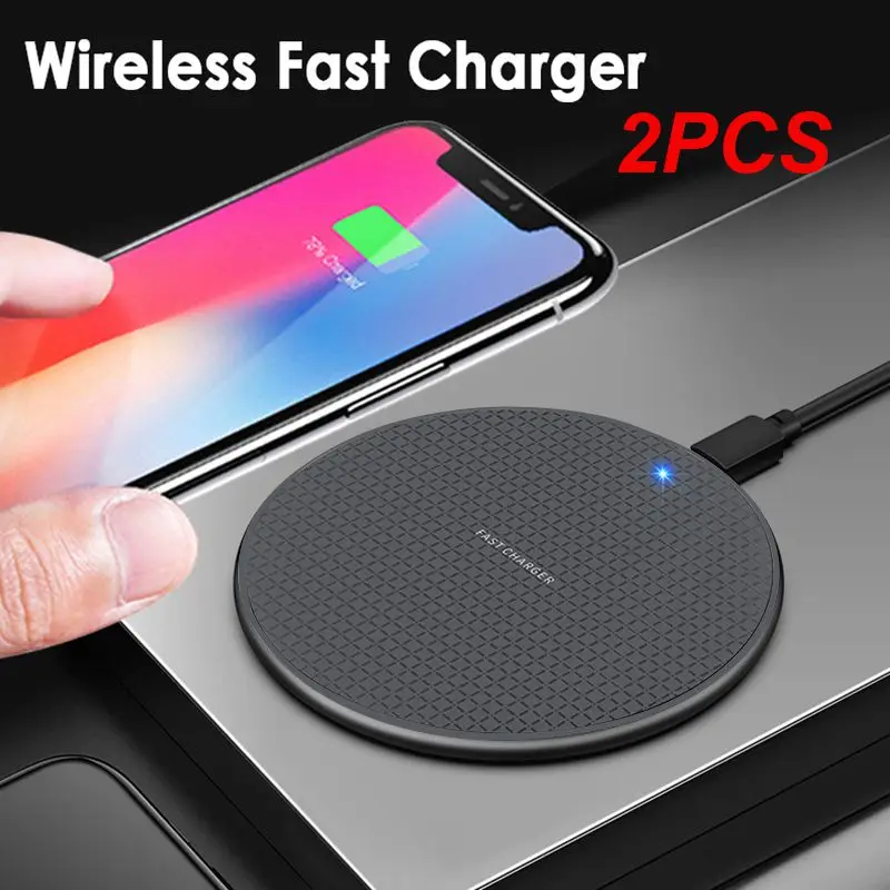 2 قطعة شاحن لاسلكي عالمي 5 واط/10 واط شاحن الهاتف اللاسلكية شحن سريع لوحة شحن هاتف السيارة ل
