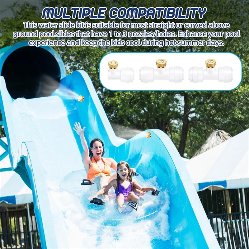 

A20F-Slide Water Tubing Kit Комплект спреев для бассейна с адаптером для шланга для прямых и изогнутых бассейнов Комплект для запотевания вентилятора для Cool Pa