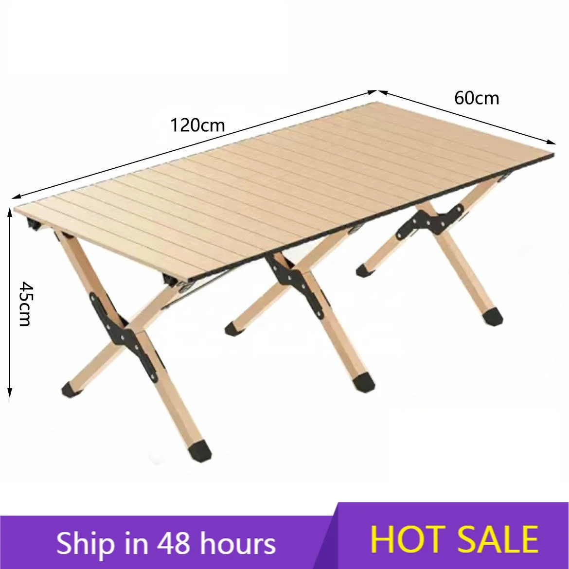

YTYIN High Quality Thickened Roll Table Outdoor Camping Table Portable Wood Folding Table for Picnic Camping with Storage Ba