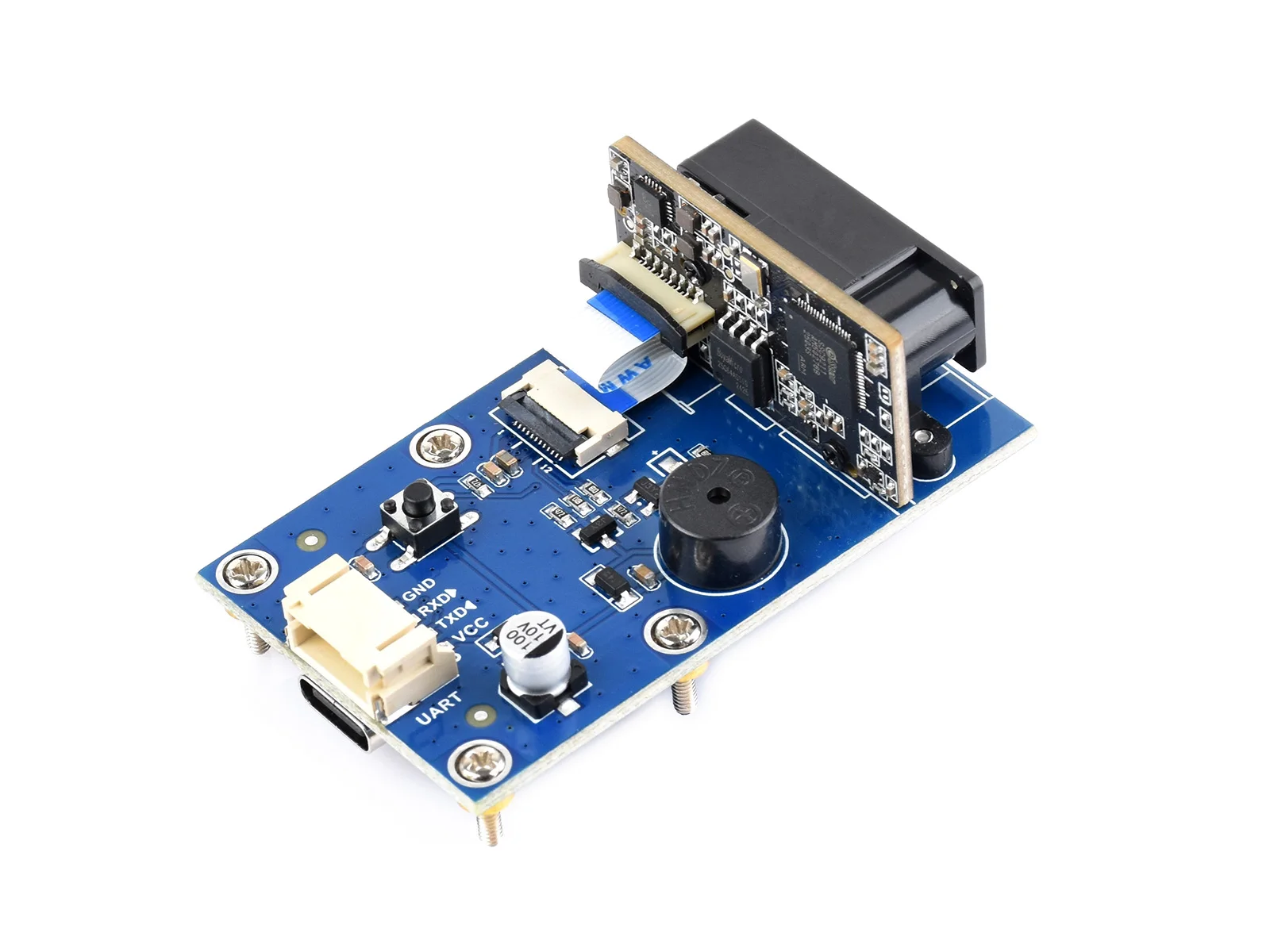 Waveshare 2D Codes Scanner Module (E), Barcode/2D Code Scanner Module, Supports Metal DPM Code Recognition, for Multiple Barcode