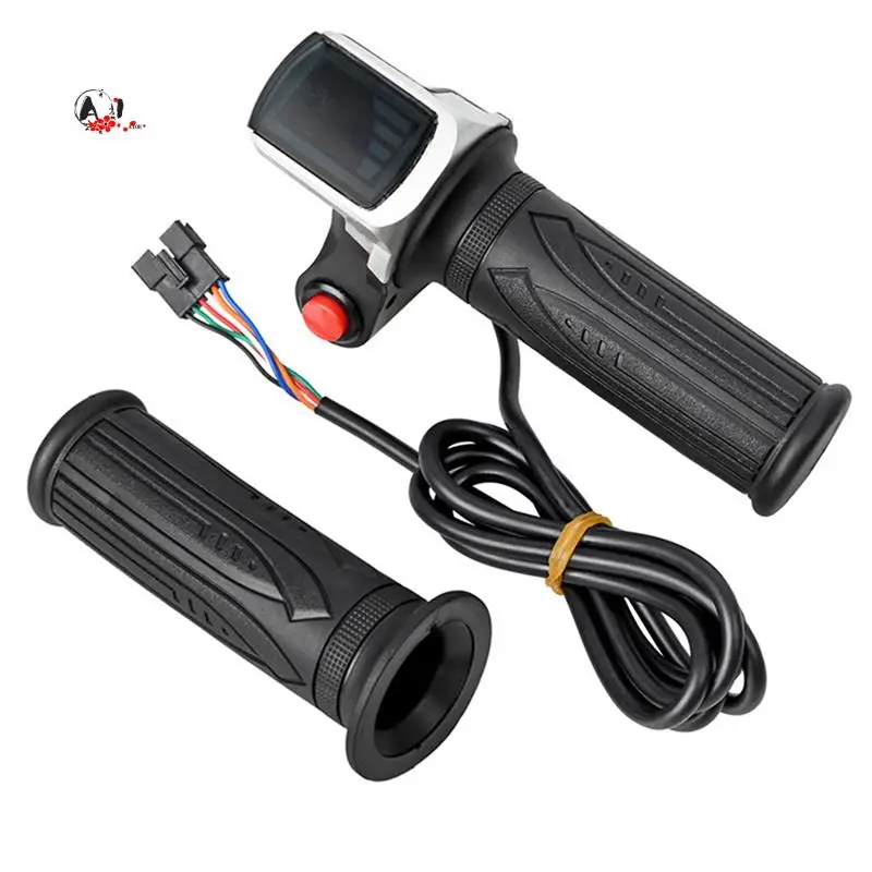 A10E-Universal Electric Bike Throttle With LCD Display Handle Throttle For 36V Twist Throttle Scooter E-Bike Parts