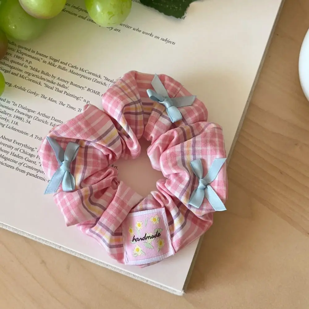 Korean Sweet Lattice Hair Rope High Elastic Rubber Band Bow Scrunchies Fashion Women Hair Ring Headdress